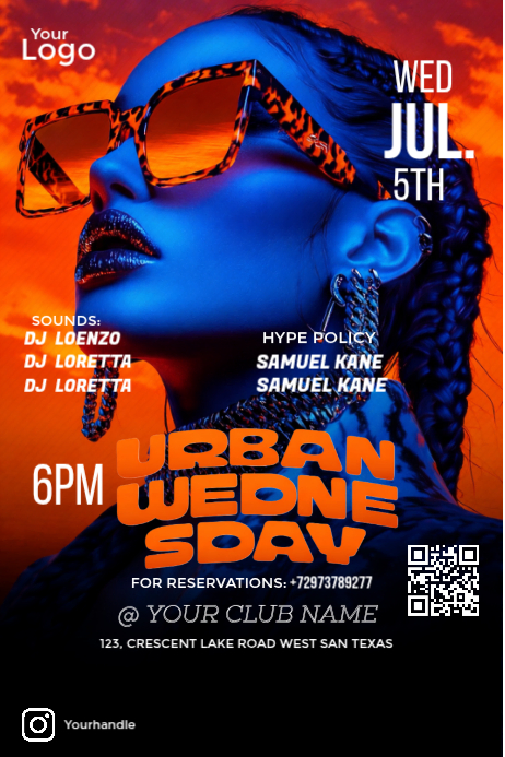 Black Urban Wednesday Party Poster Template | PosterMyWall