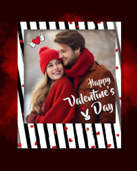 Black Valentine's Day Collage Instagram Portrait template