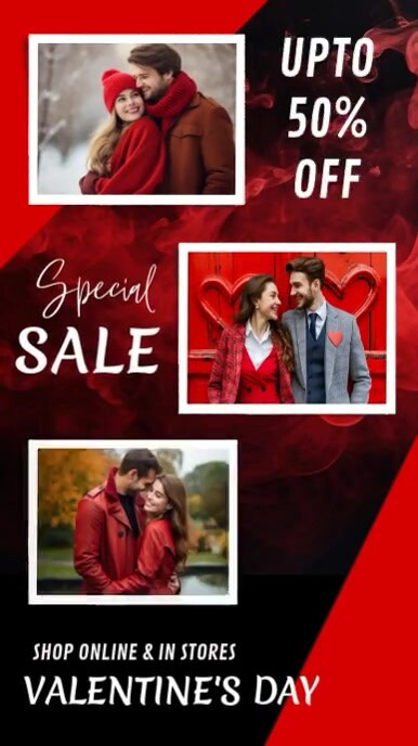 Black Valentine's Day Collage Instagram Reel template