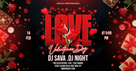 Black Valentine's Day DJ Night Facebook Shared Image template