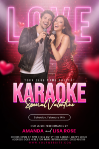 Black Valentine's Day Karaoke Event Poster template
