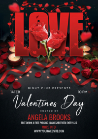 Black Valentine's Day Nightclub Event A4 template