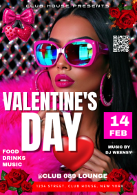 Black Valentine's Day Party A4 template