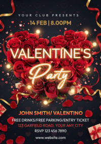 Black Valentine's Day Party A4 template