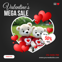 Black Valentine's Day Sale Square Kvadrat (1:1) template