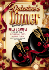 Black Valentine's Dinner A4 template