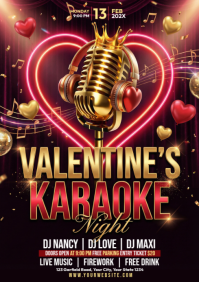 Black Valentine's Karaoke Night A4 template