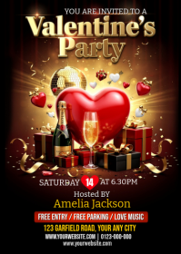 Black Valentine's Party A6 template
