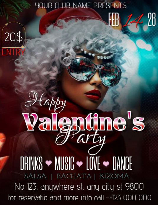 Black Valentine's Day Party Flyer Template | PosterMyWall