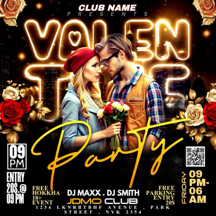 Black Valentine's Day Party Instagram Post Video Template | PosterMyWall