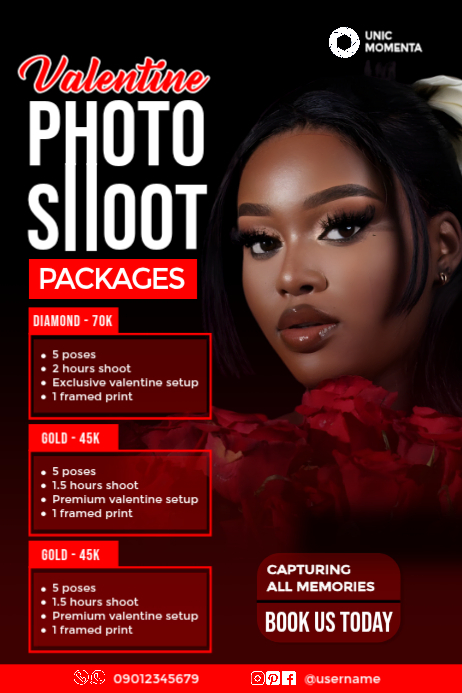 Plantilla de Black Valentine's Day Photo Shoot Poster | PosterMyWall