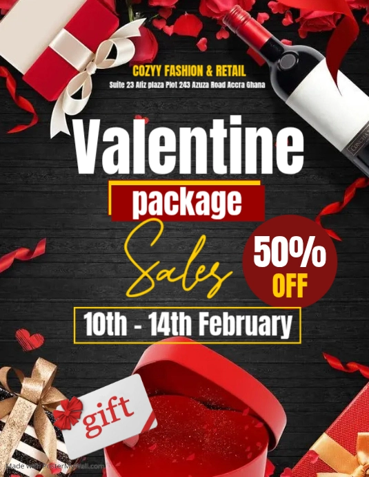 Black Valentine's Day Sale Flyer Template | PosterMyWall