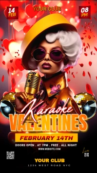 Black Valentines Karaoke Night Party Flyer Instagram Story template