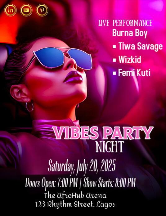 Black Vibes Party Design  Flyer (us Letter) template