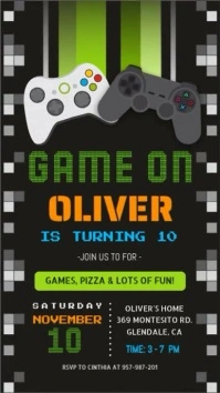 Black Video Game, Game On, Invitation Template Historia De Instagram