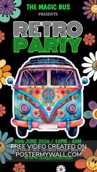 Black Vintage 60s 70s Retro Party Instagram R template