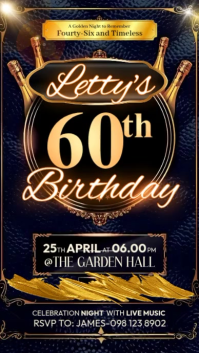 Black Vintage 60th Birthday Celebration Historia de Instagram template