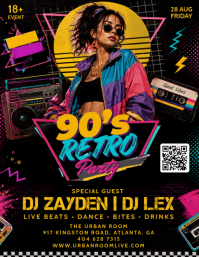 Черный 90s Retro Party Iflaya Template