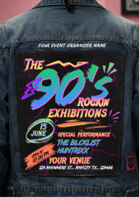 Black Vintage 90s Rock Concert A4 template