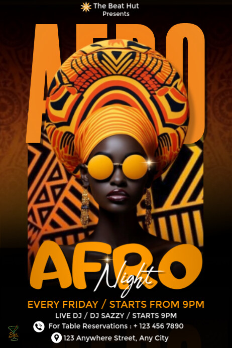 Copy of Black Vintage Afro Night Party Poster | PosterMyWall