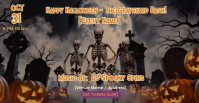 Black Vintage Animated Graveyard Bash Halloween Event Cover Template Facebook Event Cover Okładka wydarzenia na Facebooku