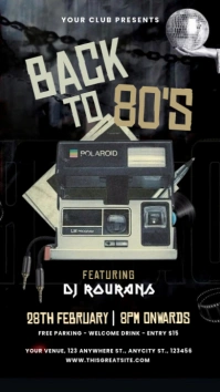 Black Vintage Back To 80's Party Instagram Story template