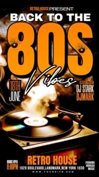 Black Vintage Back To 80s Retro Party Flyer Instagram Story template