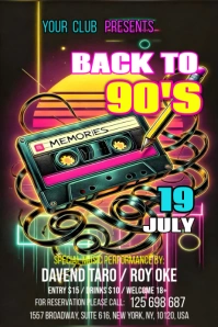 Black Vintage Back To 90s Banner 4' × 6' template