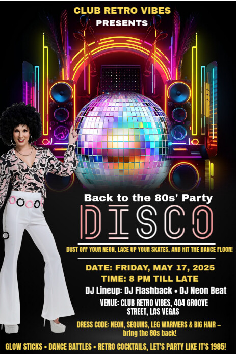 Black Vintage Back To The 90s Disco Party Pinterest Graphic Ihluzo le-Pinterest template
