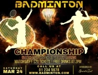 Black Vintage Badminton Championship  Flyer (us Letter) template