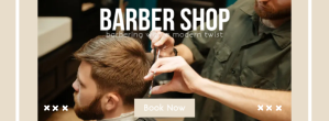 Black Vintage Barber Shop Facebook Cover Photo template