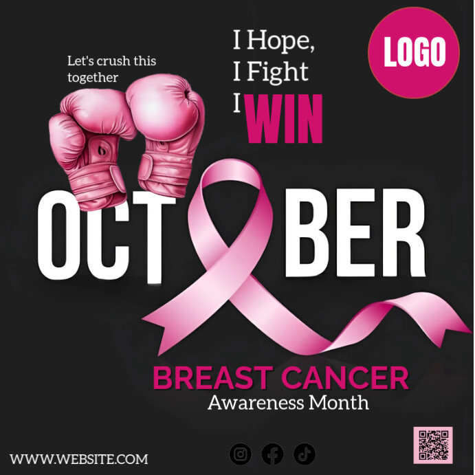 Black Vintage Breast Cancer Awareness Month Instagram Post template