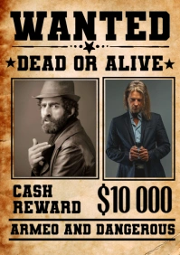 Black Vintage Brown Grunge Wanted  A4 template