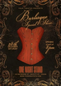 Black Vintage Burlusque Special Show A4 template