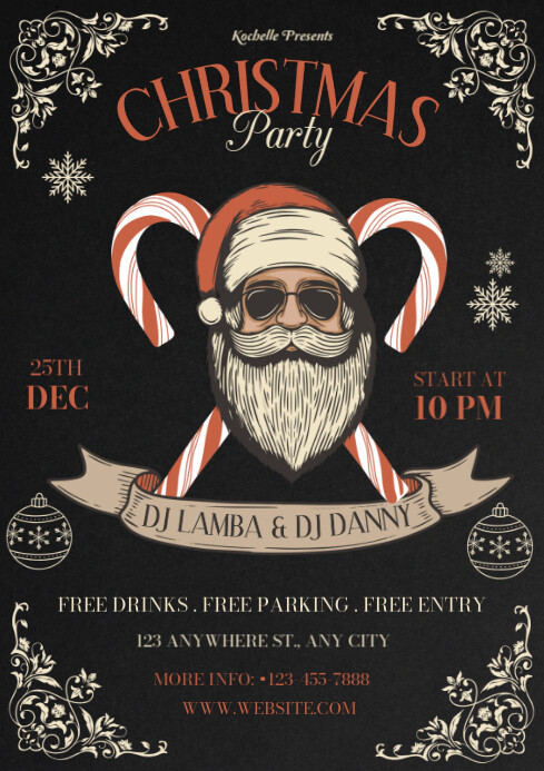 Plantilla de Black Vintage Christmas Party A4 | PosterMyWall