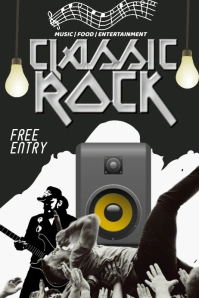 Black Vintage Classic Rock Concert Poster Póster template
