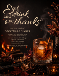 黑色 Cocktail and Dinner Event Folheto Template
