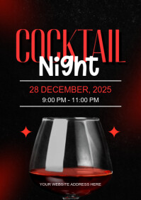 Black Cocktail Night A4 Template