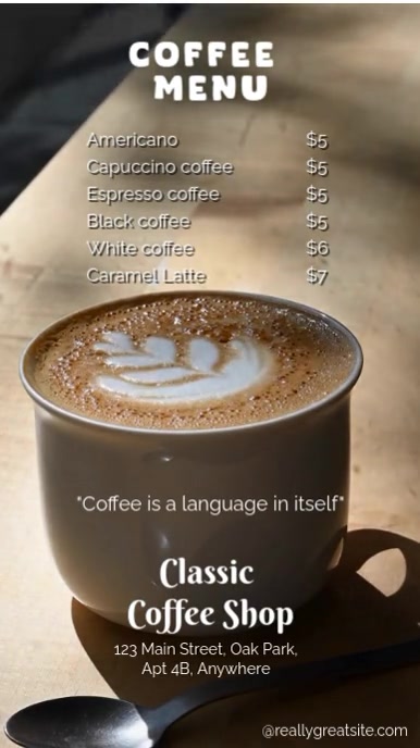 Black Vintage Coffee Shop Menu Instagram Story template