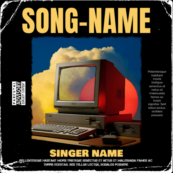 Black Vintage Computer Album Cover Template | PosterMyWall