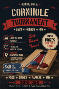 Black Cornhole Tournament Poster Template