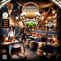 Black Vintage Country Bar Night  Instagram Post template
