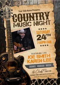 Black Vintage Country Music A5 template