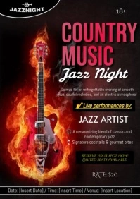 Black Vintage Country Music Jazz Night Template A1
