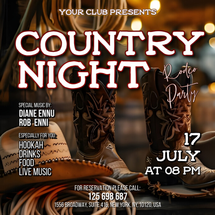 Black Vintage Country Square (1:1) template