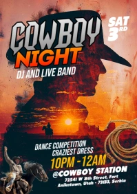 Black Vintage Cowboy Night A5 template