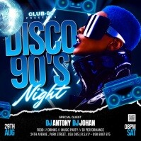 Black Vintage Disco 90's Flyer Instagram Post template
