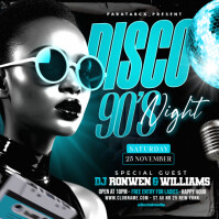 Black Vintage Disco 90's Party Night Club Party Instagram Post template
