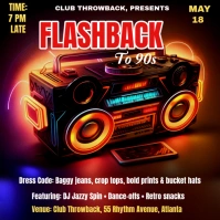 Black Vintage Flash Back To The 90s  Logo Logotyp template