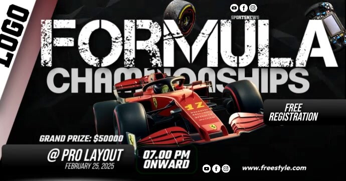 Black Vintage Formula Championship Facebook Shared Image template